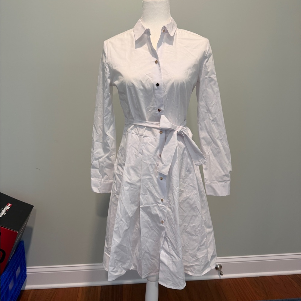 Boston Proper Crisp White Long Sleeve Dress